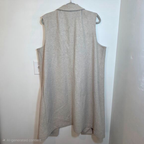Joie Open Front Sleeveless Long Duster Vest Cardigan Women's sz XL Oatmeal‎ - Picture 7 of 11